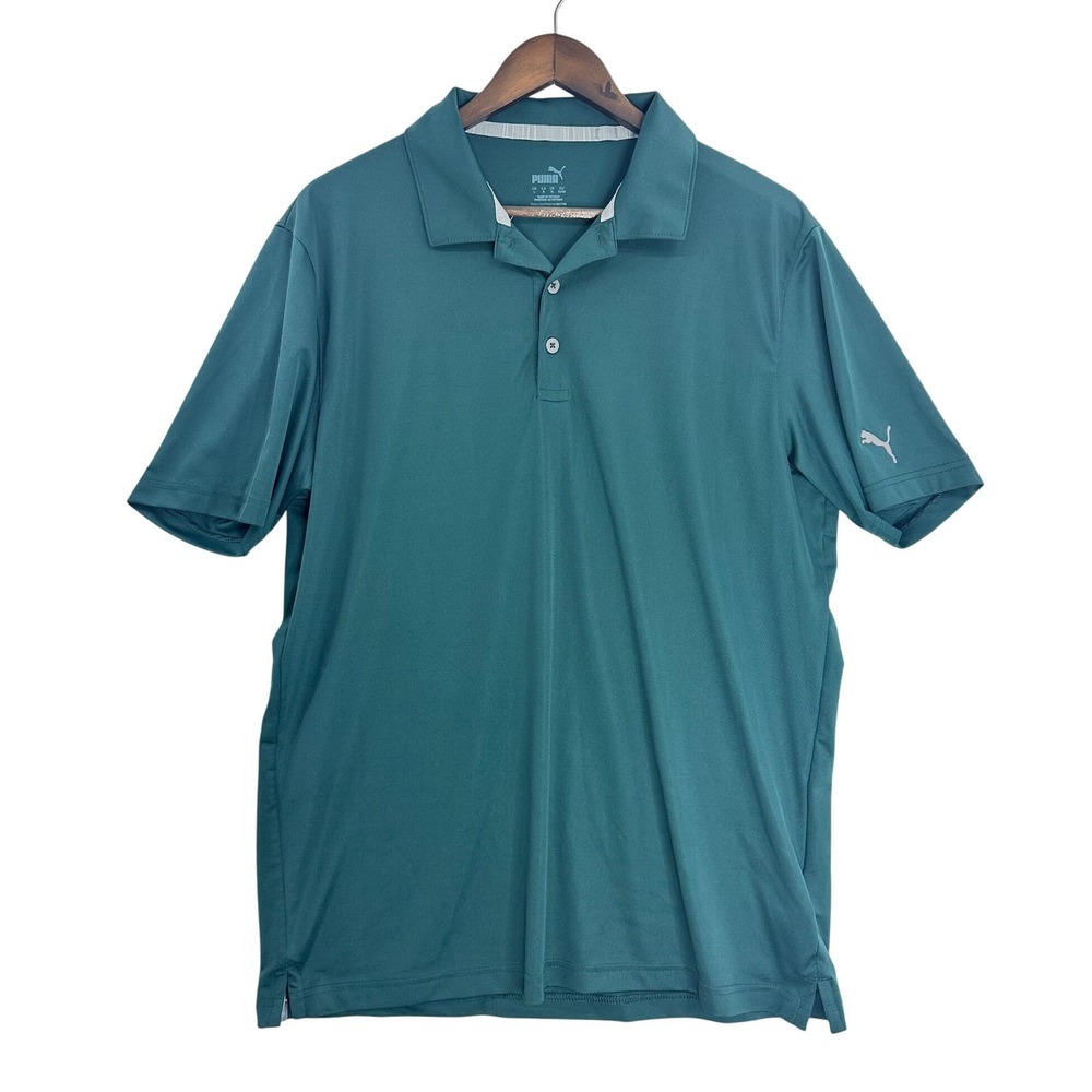 Puma Golf Polo Shirt Mens XL Green Short Sleeve Dry Cell Performance Breathable